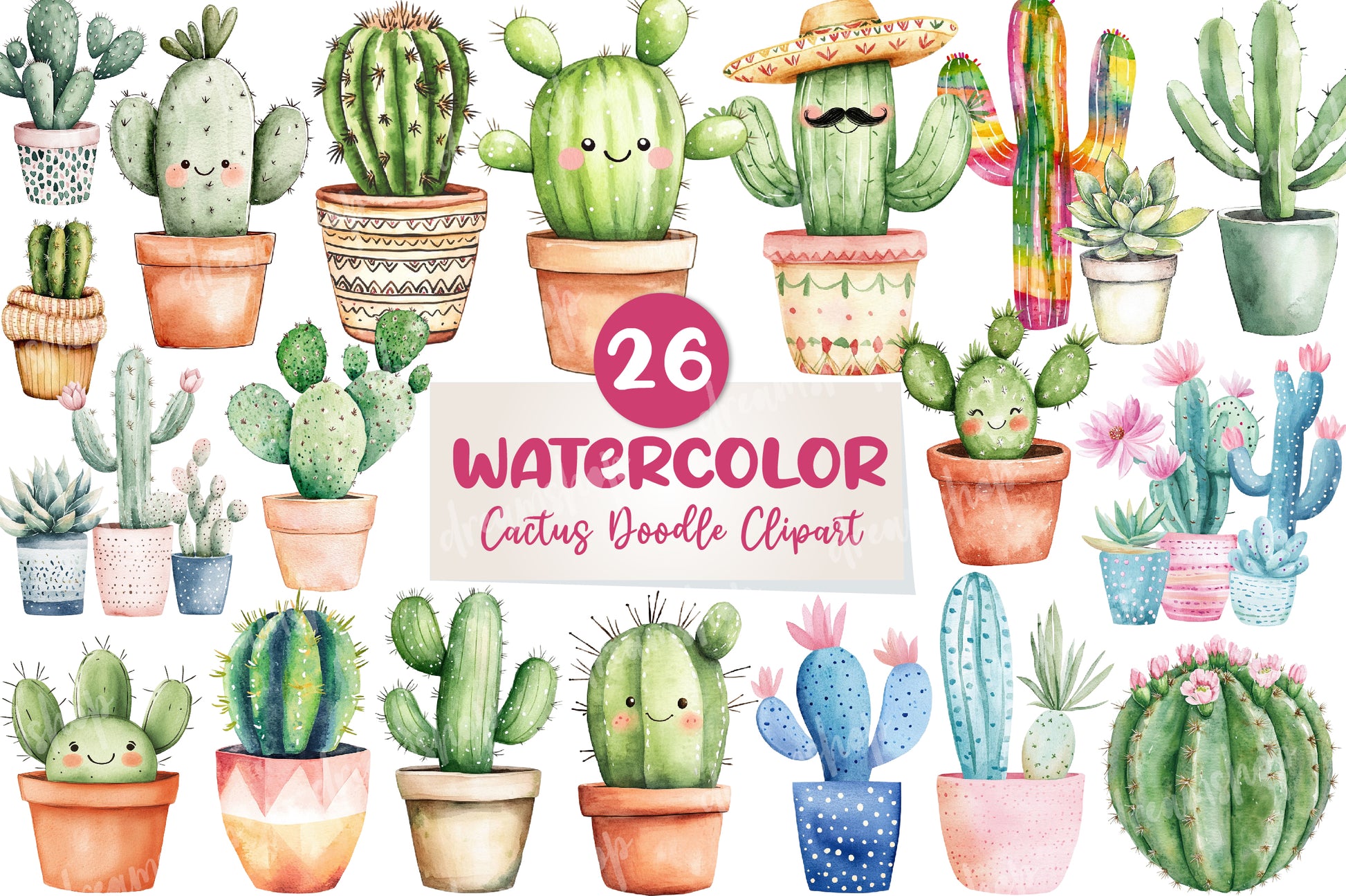 Cactus Doodle Clipart Bundle 1 - CraftNest - Digital Crafting and Art