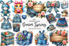 Vintage Denim Spring Clipart Bundle 1