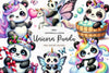 Cute Panda Unicorn Clipart Bundle