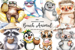 Cartoon Beach Pals Animal Clipart Bundle - CraftNest - Digital Crafting and Art