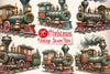 Christmas Vintage Steam Train Clipart Bundle