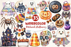 Patchwork Halloween Clipart Bundle 2 - CraftNest - Digital Crafting and Art