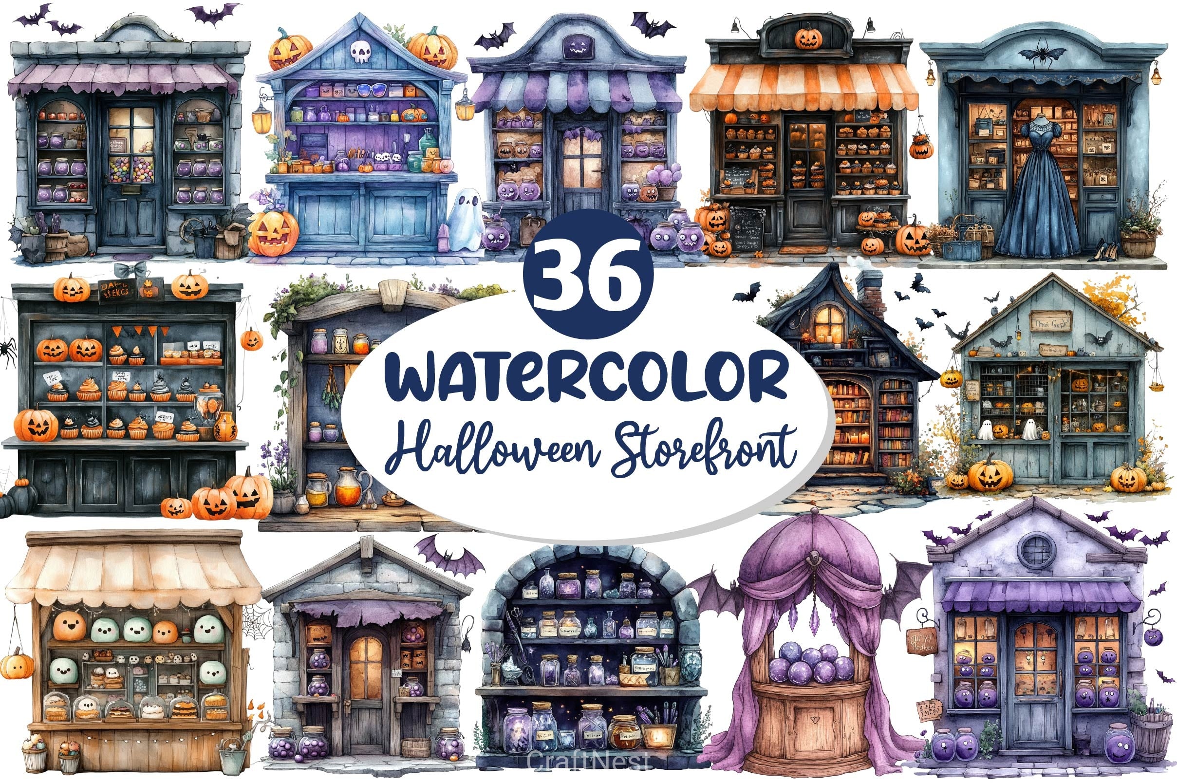 Halloween Storefront Clipart Bundle 1 - CraftNest - Digital Crafting and Art