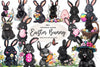 Cute Black Easter Bunny Clipart Bundle