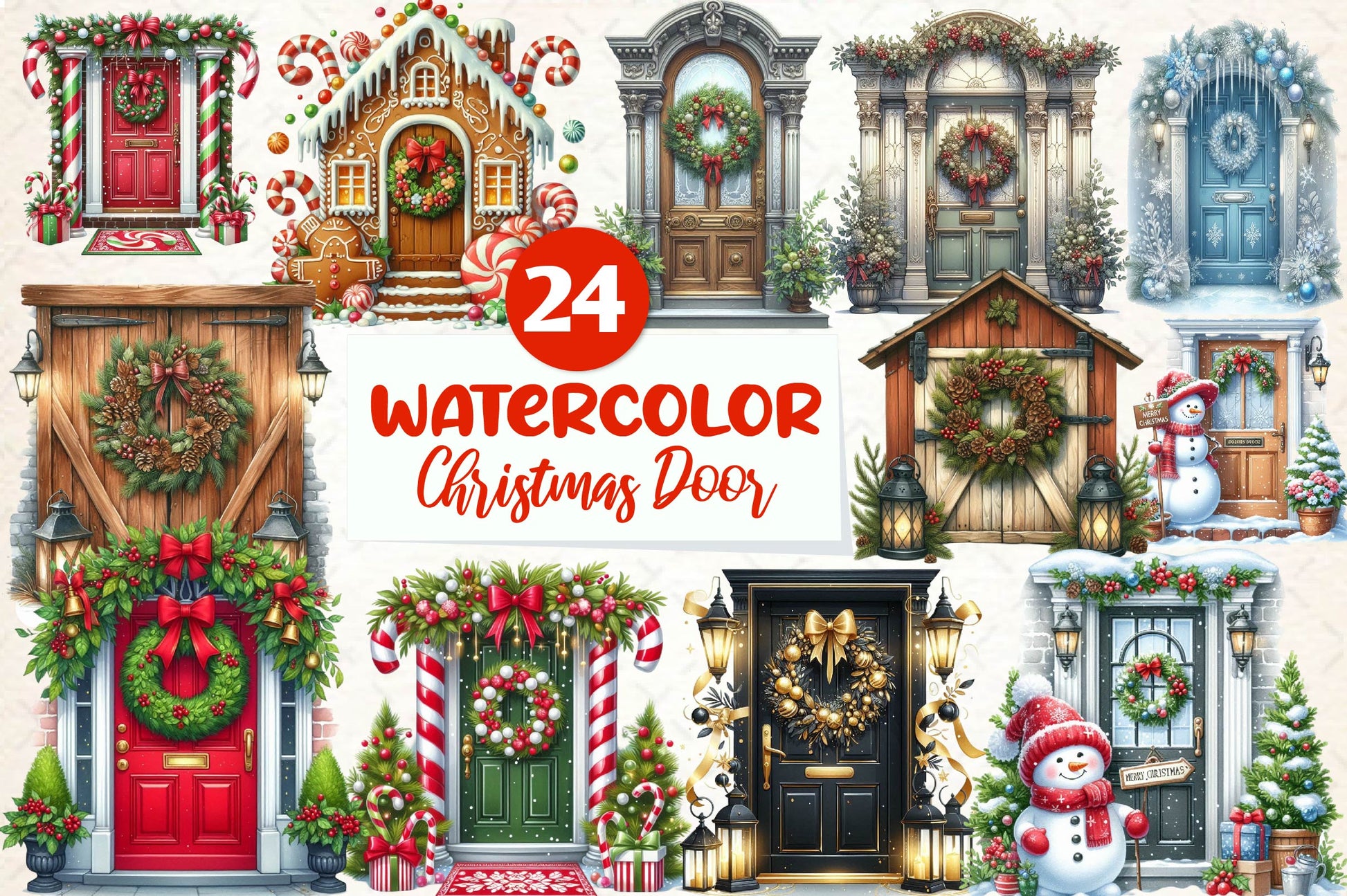 Christmas Door Clipart Bundle - CraftNest - Digital Crafting and Art