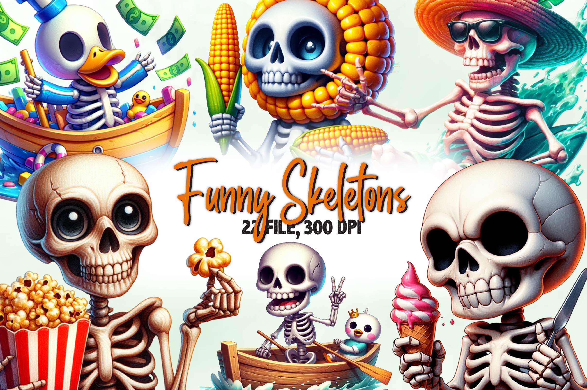 Funny Skeletons Clipart Bundle - CraftNest - Digital Crafting and Art