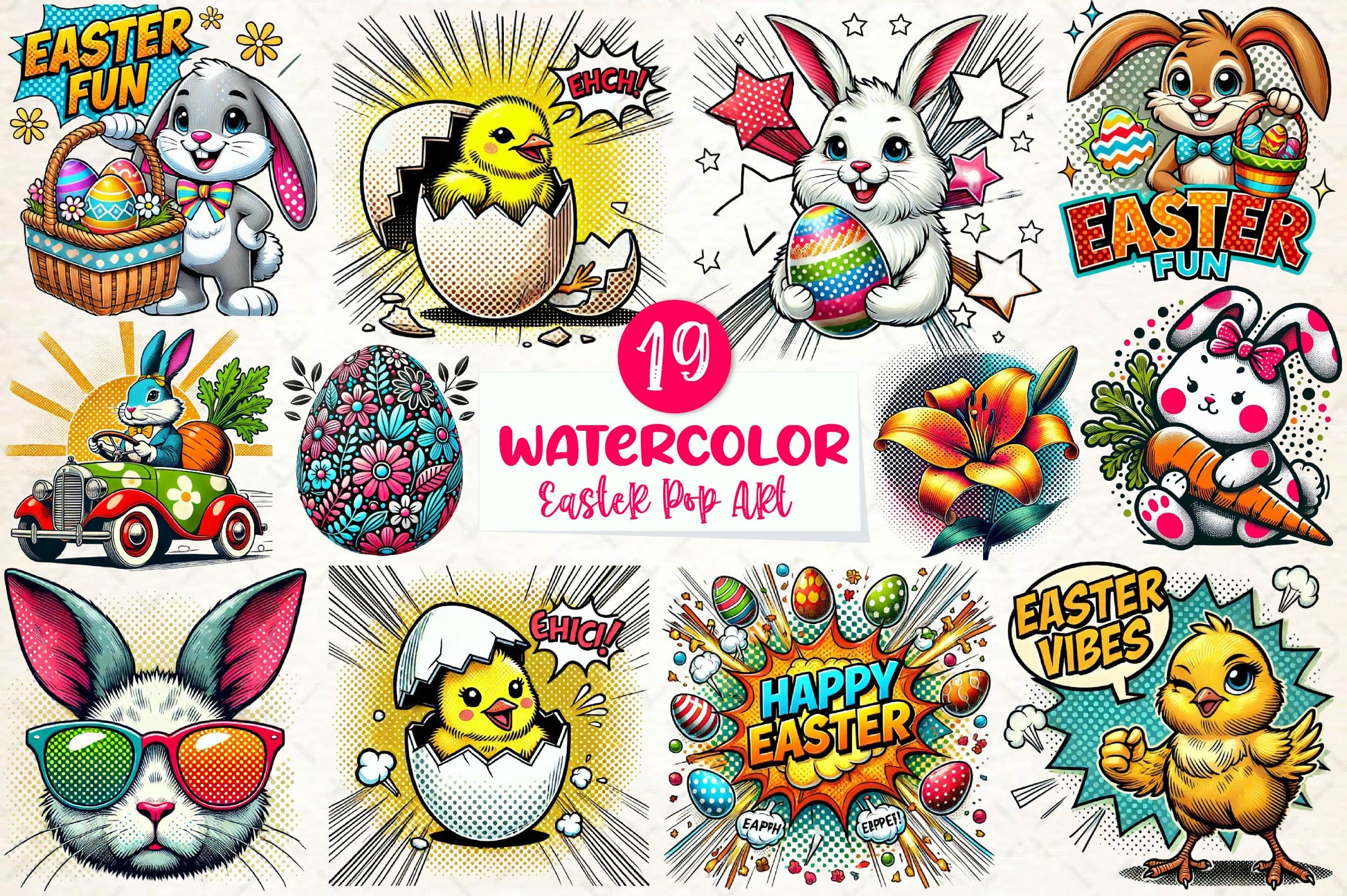 Easter Pop Art Clipart Bundle - CraftNest - Digital Crafting and Art