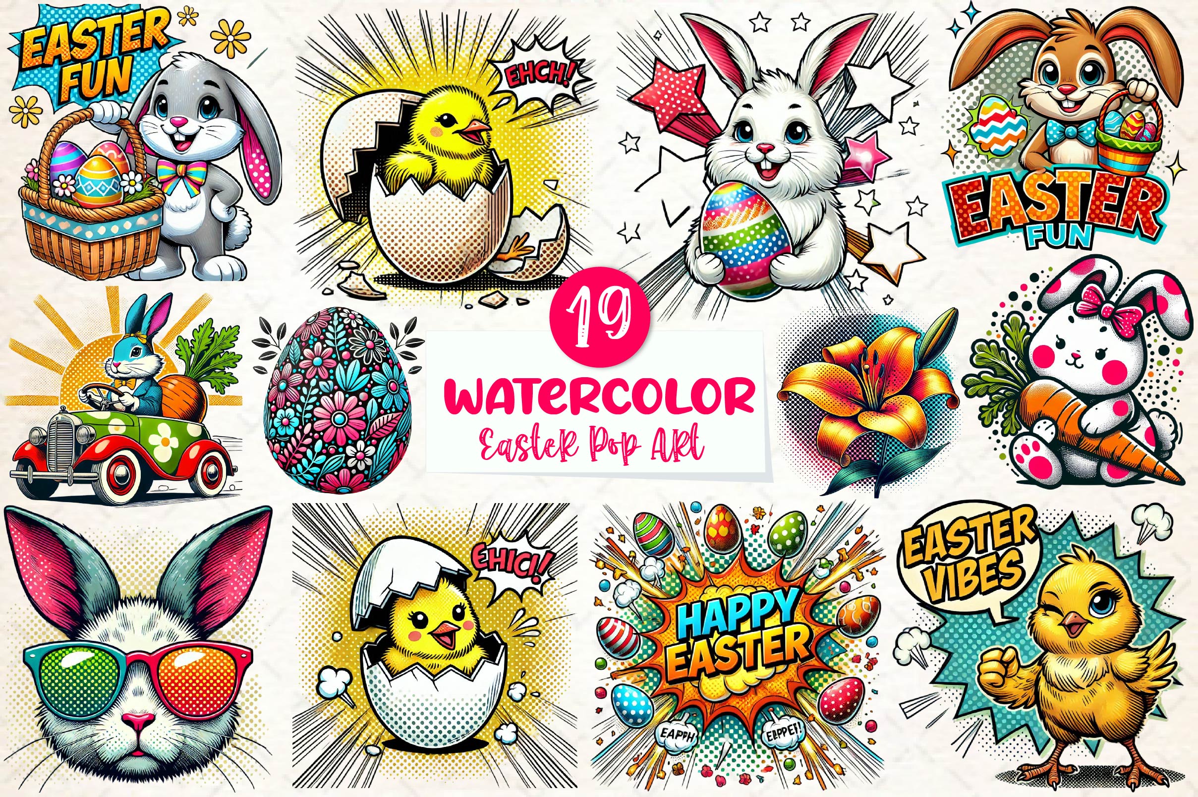 Easter Pop Art Clipart Bundle - CraftNest - Digital Crafting and Art