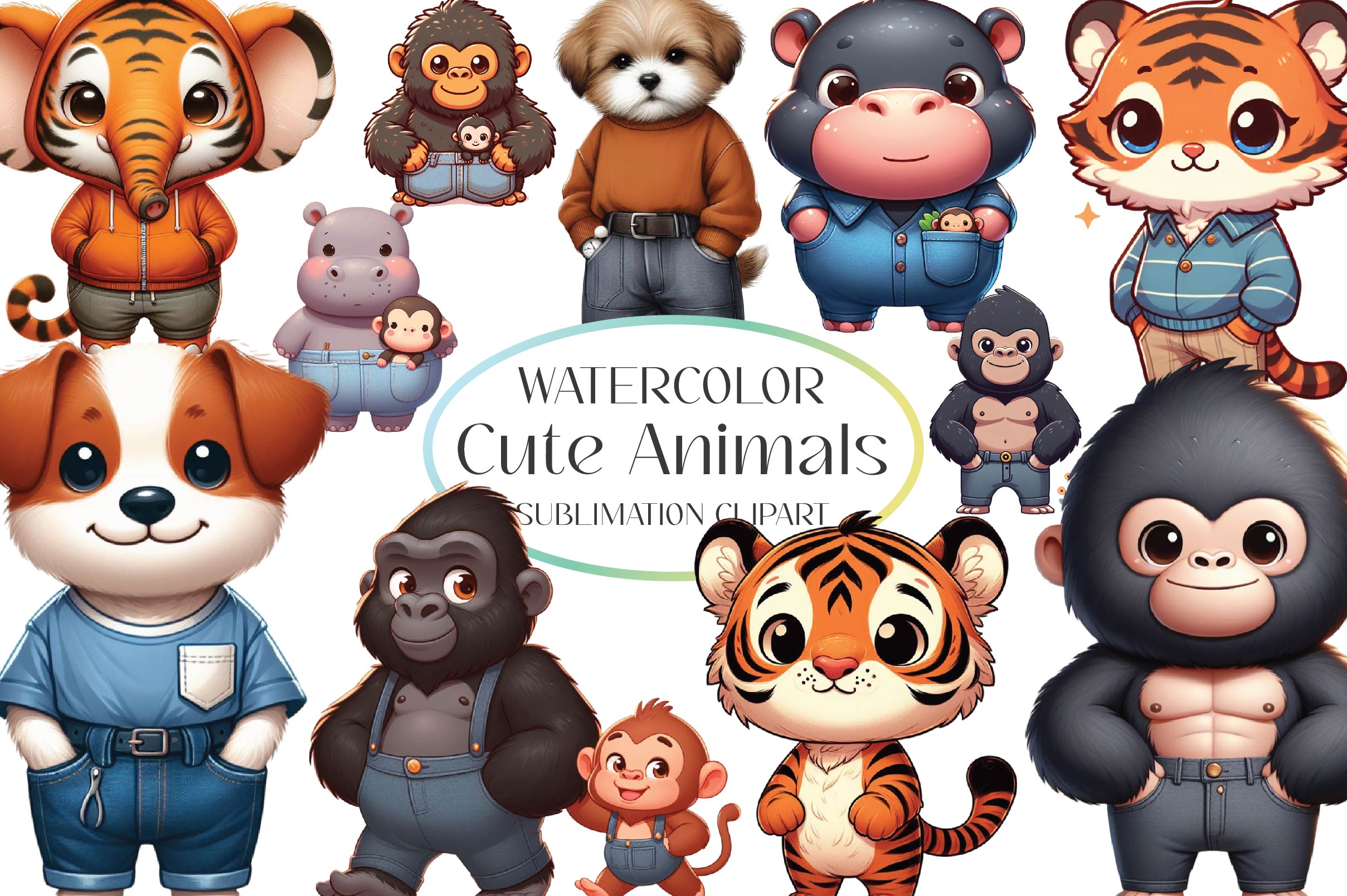 Cute Animals Clipart Bundle 2 - CraftNest - Digital Crafting and Art
