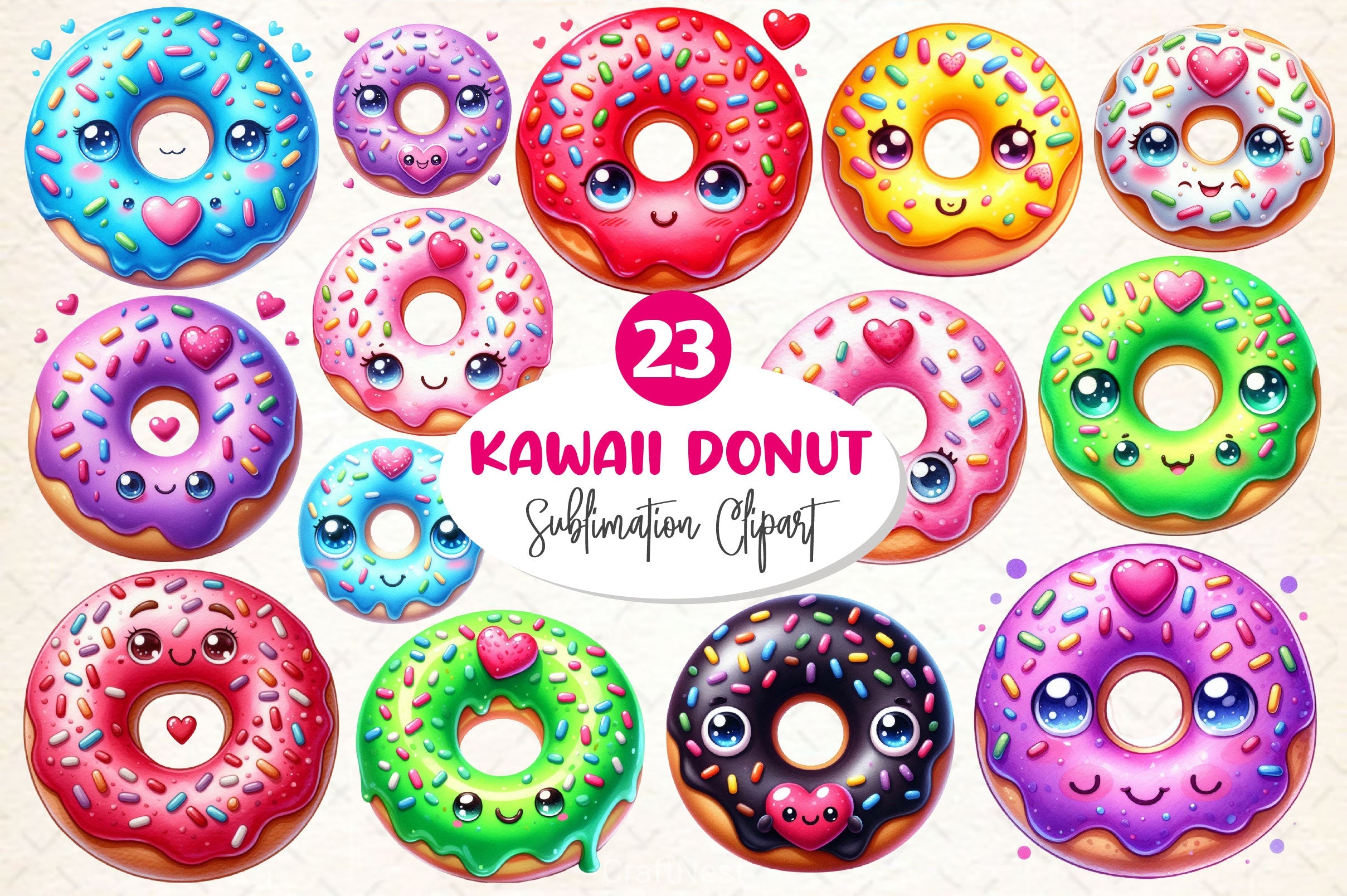 Kawaii Cute Donut Clipart Bundle 2 - CraftNest - Digital Crafting and Art