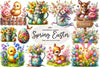 Easter With Spring Flowers Clipart Bundle