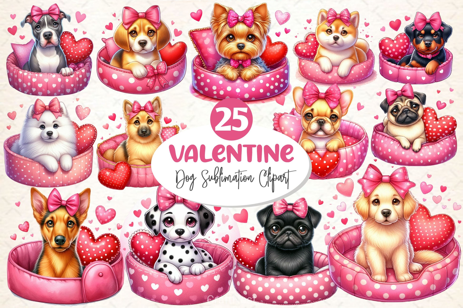 Valentine Dogs Clipart Bundle - CraftNest - Digital Crafting and Art