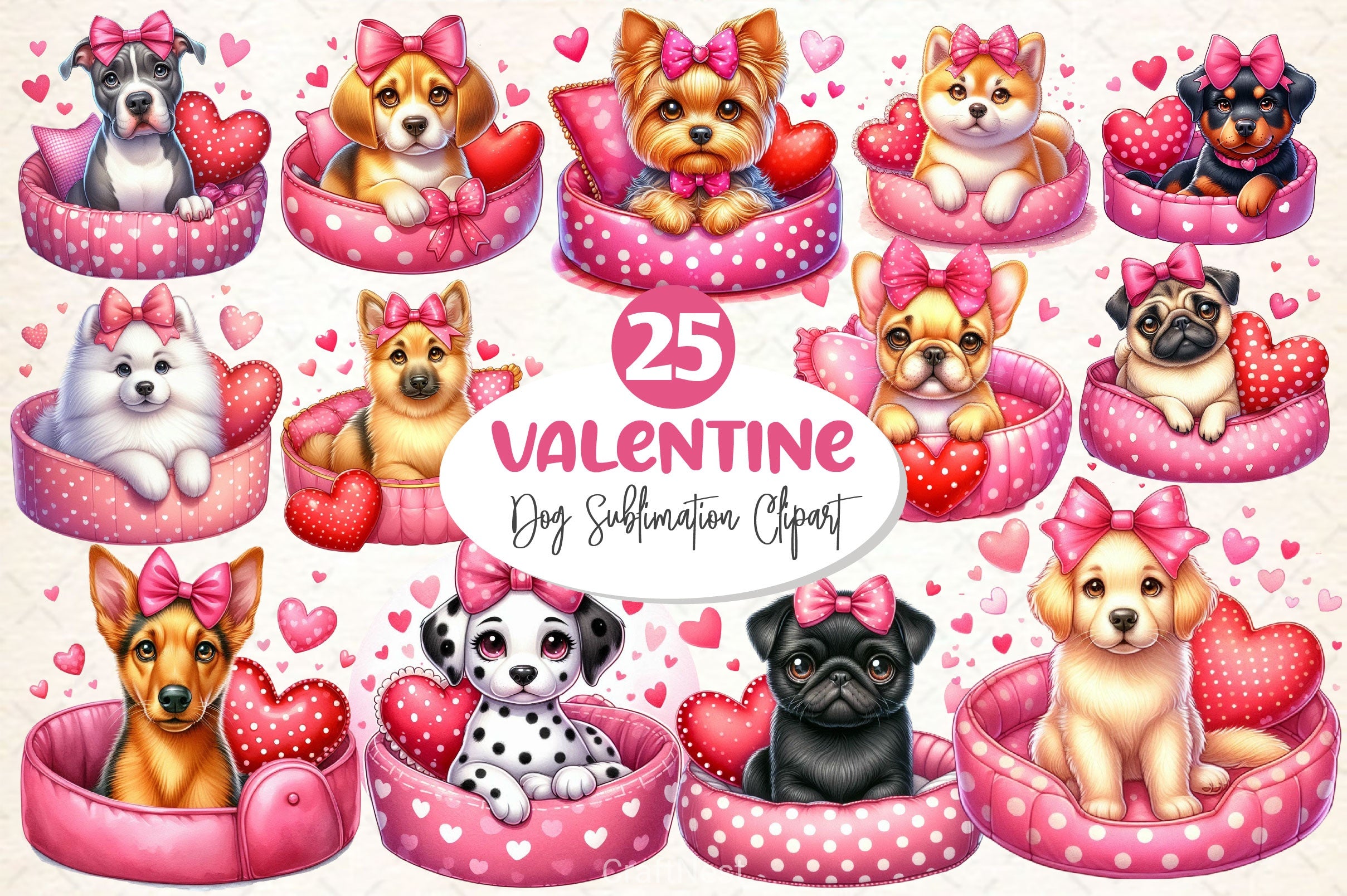 Valentine Dogs Clipart Bundle - CraftNest - Digital Crafting and Art
