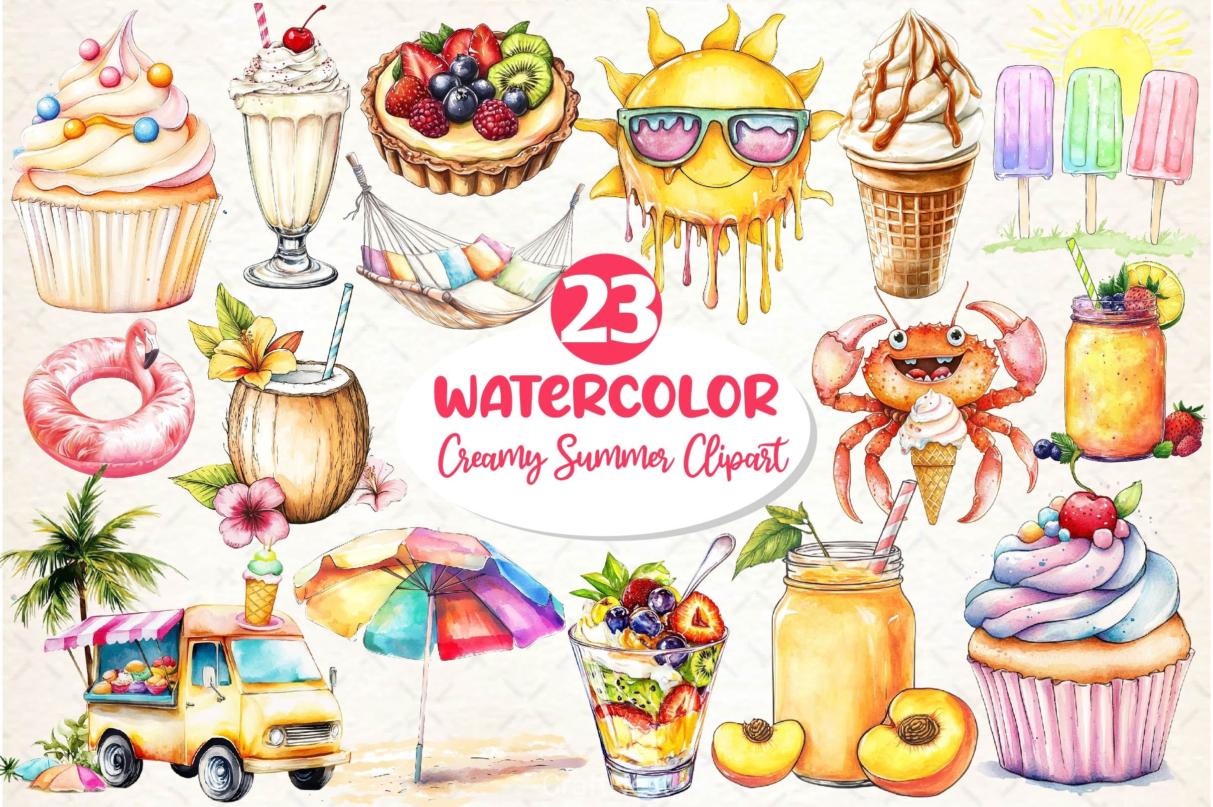 Creamy Summer Clipart Bundle 2 - CraftNest - Digital Crafting and Art