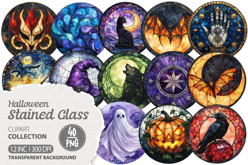 Halloween Stained Glass Clipart Bundle - CraftNest - Digital Crafting and Art
