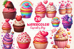 Valentines Day Cupcakes Clipart Bundle - CraftNest - Digital Crafting and Art