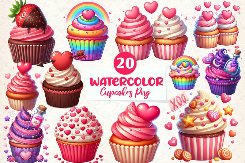 Valentines Day Cupcakes Clipart Bundle - CraftNest - Digital Crafting and Art