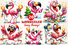 Christmas Funny Flamingo Clipart Bundle - CraftNest - Digital Crafting and Art