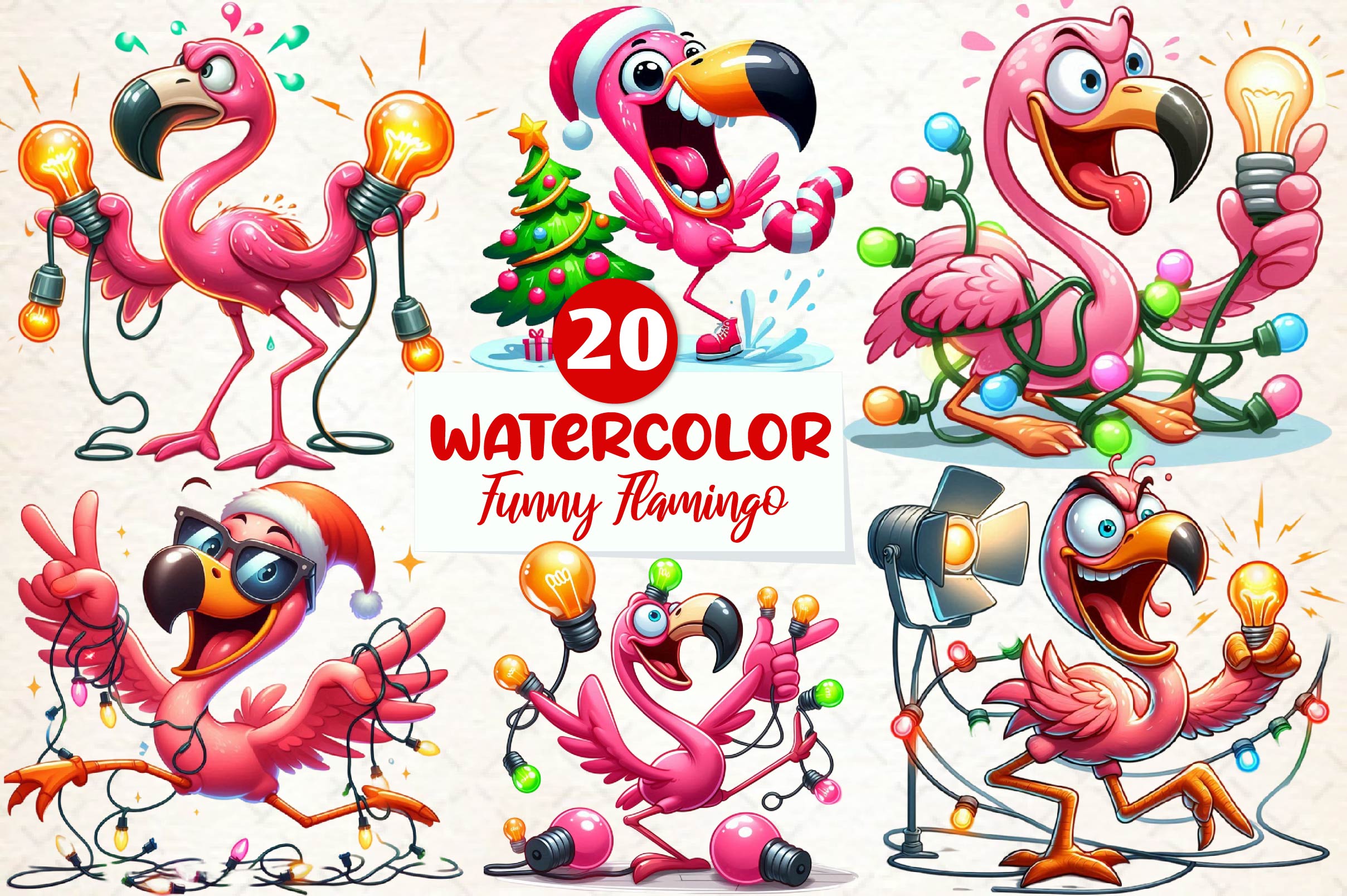 Christmas Funny Flamingo Clipart Bundle - CraftNest - Digital Crafting and Art