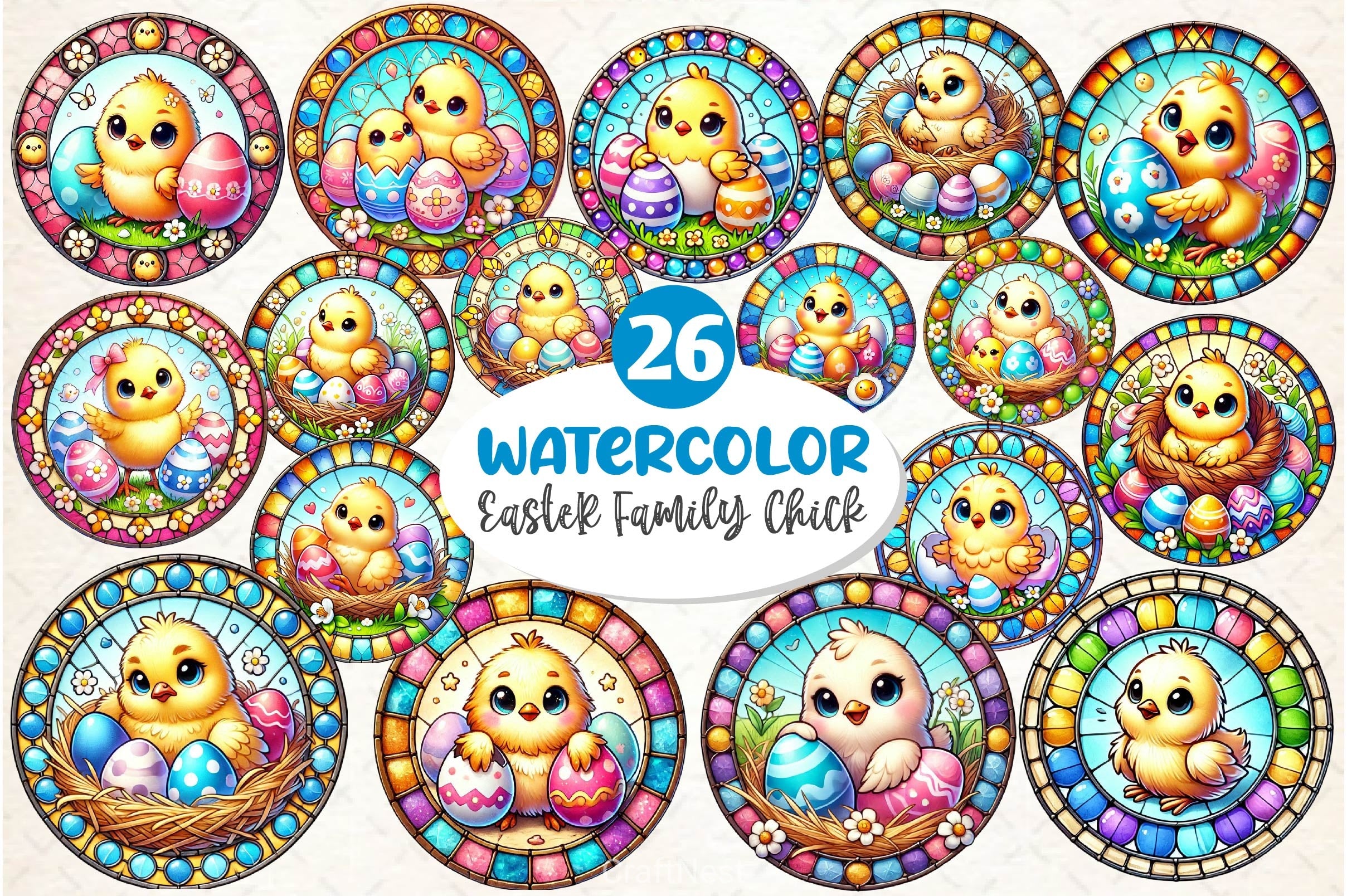 Easter Stained Glass Chick Clipart Bundle - CraftNest - Digital Crafting and Art