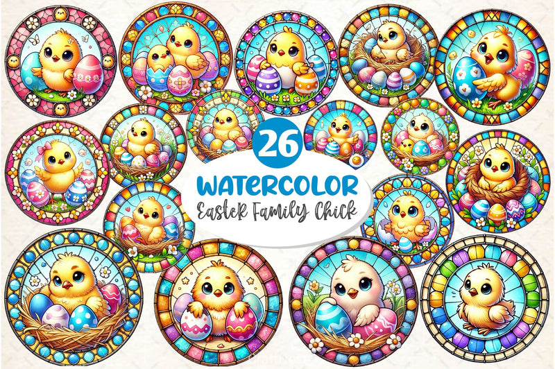 Easter Stained Glass Chick Clipart Bundle - CraftNest - Digital Crafting and Art