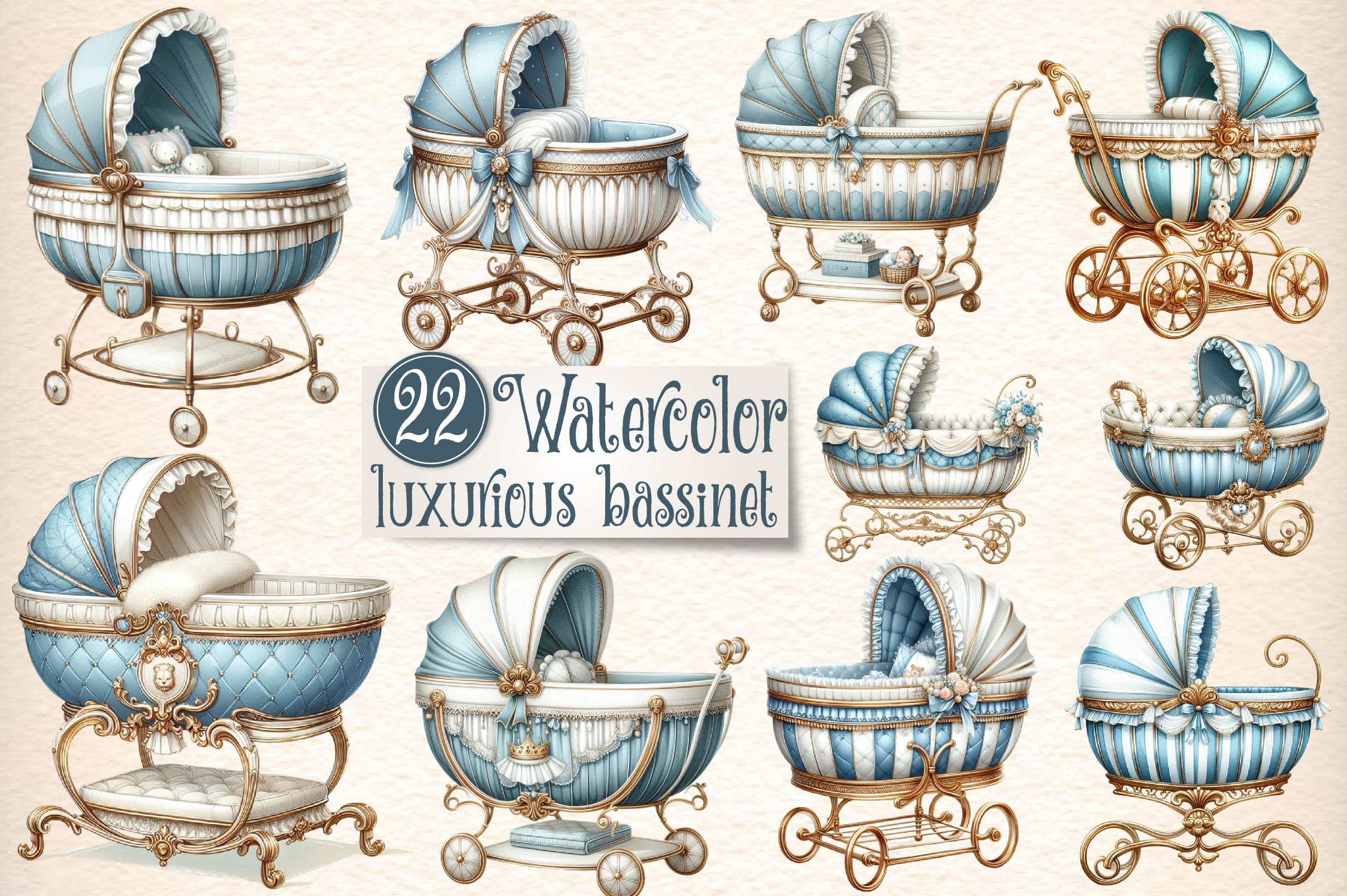 Baby Luxurious Bassinet Clipart Bundle - CraftNest - Digital Crafting and Art
