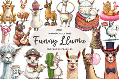 Quirky Funny Llama Clipart Bundle - CraftNest - Digital Crafting and Art