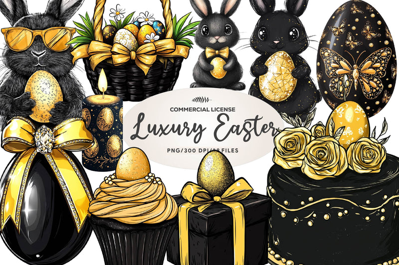 Glitter Luxury Black Easter Clipart Bundle 1 - CraftNest - Digital Crafting and Art