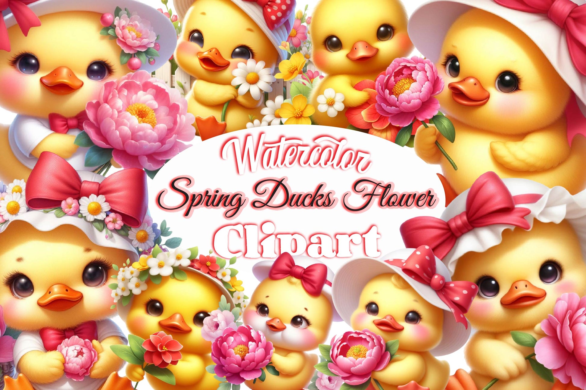 Ducks Spring Flowers Clipart Bundle - CraftNest - Digital Crafting and Art