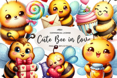 Cute Bee In Love Clipart Bundle - CraftNest - Digital Crafting and Art