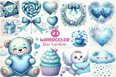 Serene Blue Valentine Clipart Bundle - CraftNest - Digital Crafting and Art