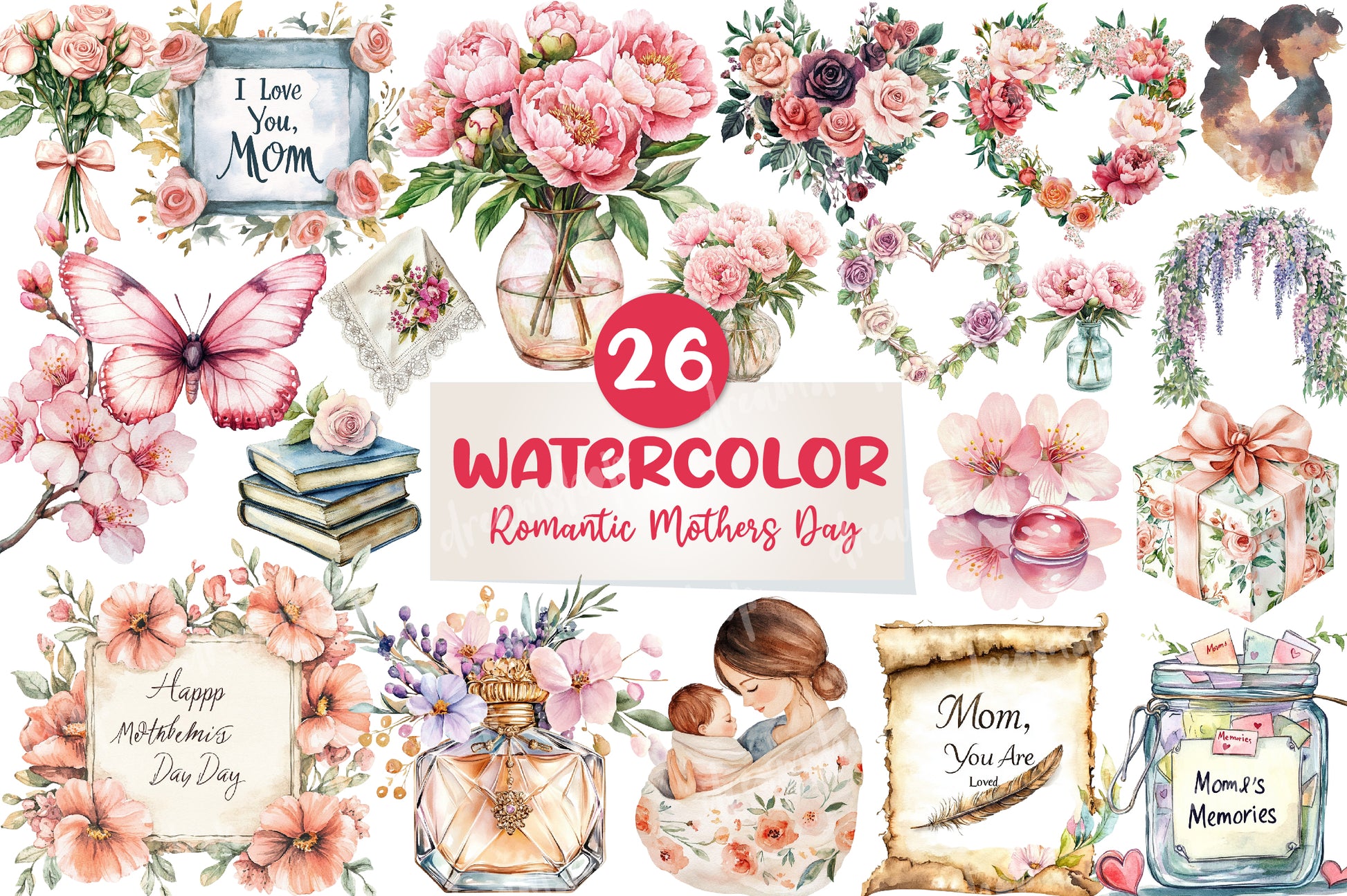 Romantic Mothers Day Clipart Bundle 1 - CraftNest - Digital Crafting and Art