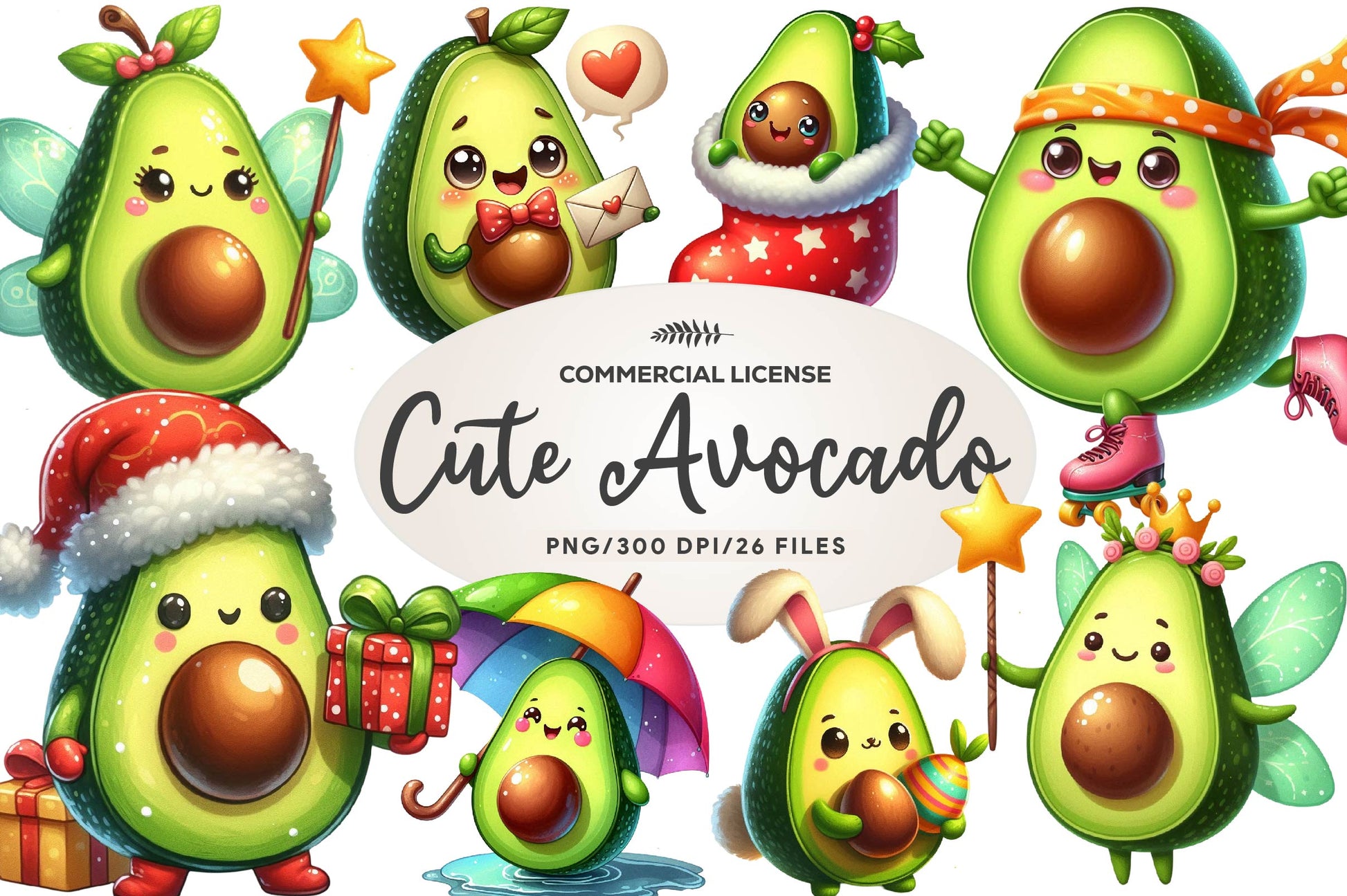 Cute Avocado Clipart Bundle - CraftNest - Digital Crafting and Art