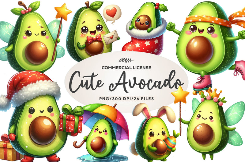Cute Avocado Clipart Bundle - CraftNest - Digital Crafting and Art