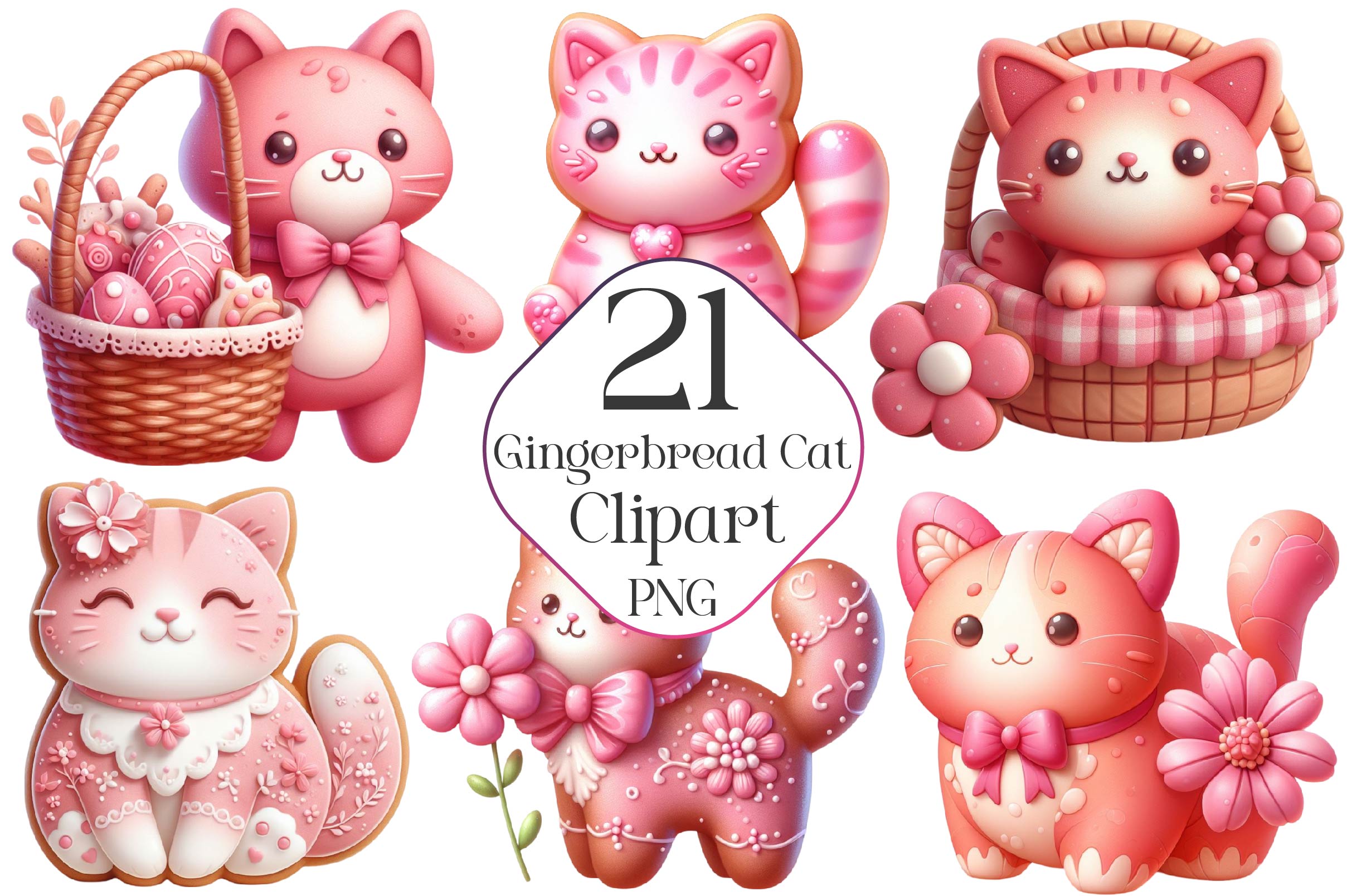 Cat Gingerbread Kitten Clipart Bundle - CraftNest - Digital Crafting and Art