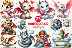 Cute Fantasy Baby Dragons Clipart Bundle - CraftNest - Digital Crafting and Art