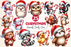 Animals Holding Candy Cane Clipart Bundle - CraftNest - Digital Crafting and Art