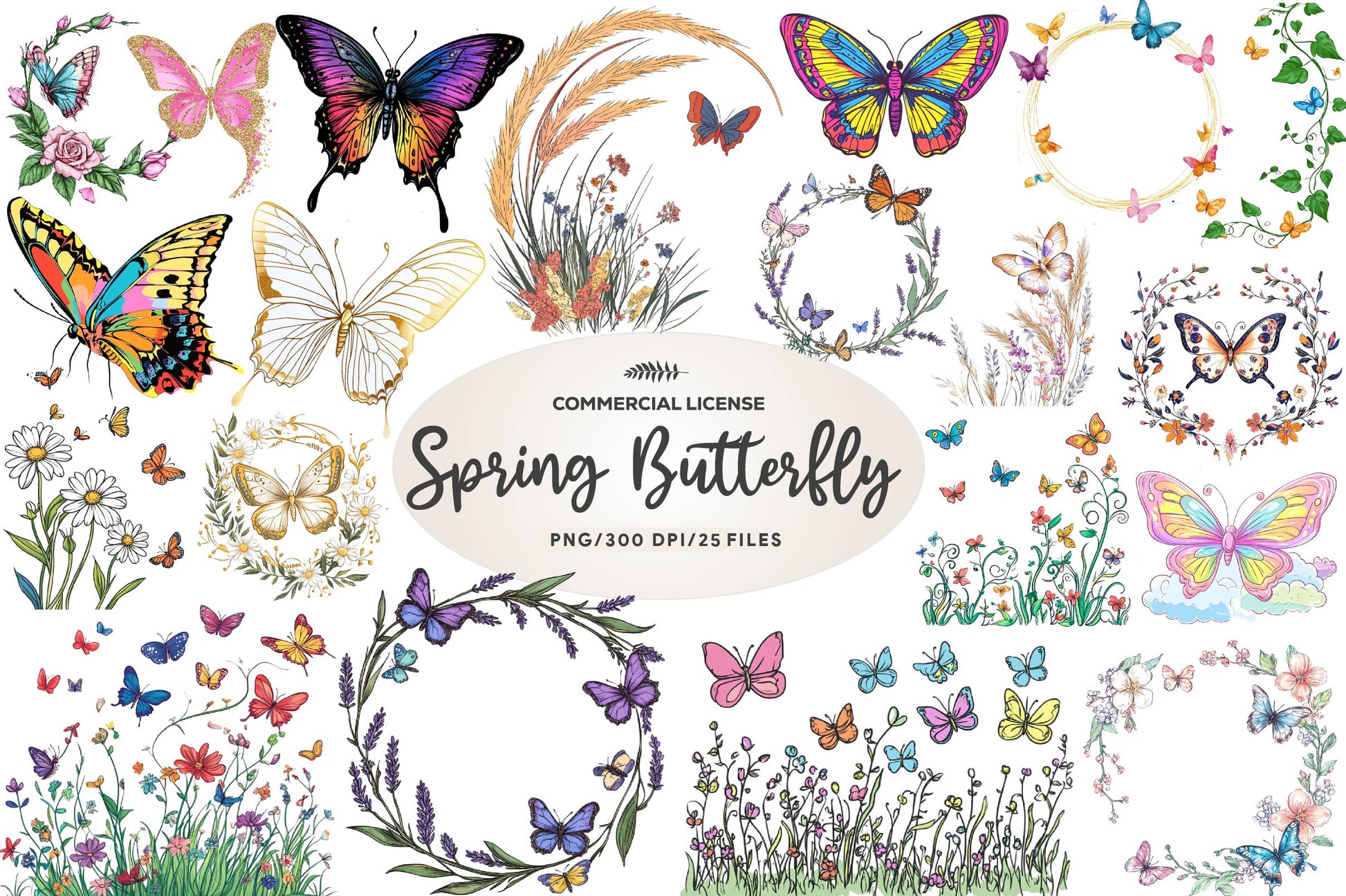 Spring Butterfly Border Clipart Bundle 1 - CraftNest - Digital Crafting and Art