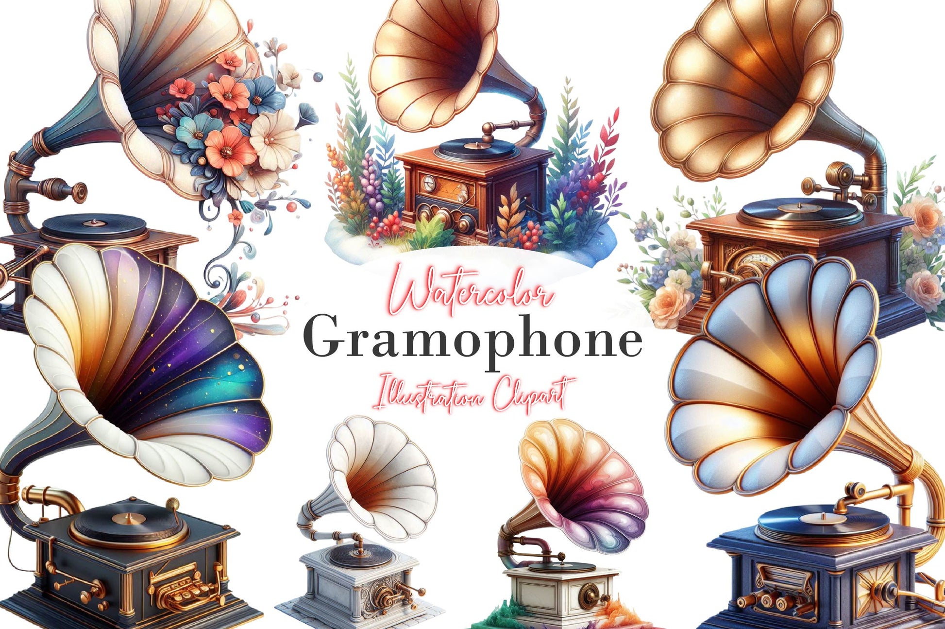 Gramophone Clipart Bundle - CraftNest - Digital Crafting and Art