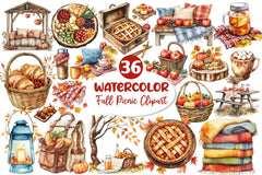 Fall Picnic Clipart Bundle 89 - CraftNest - Digital Crafting and Art
