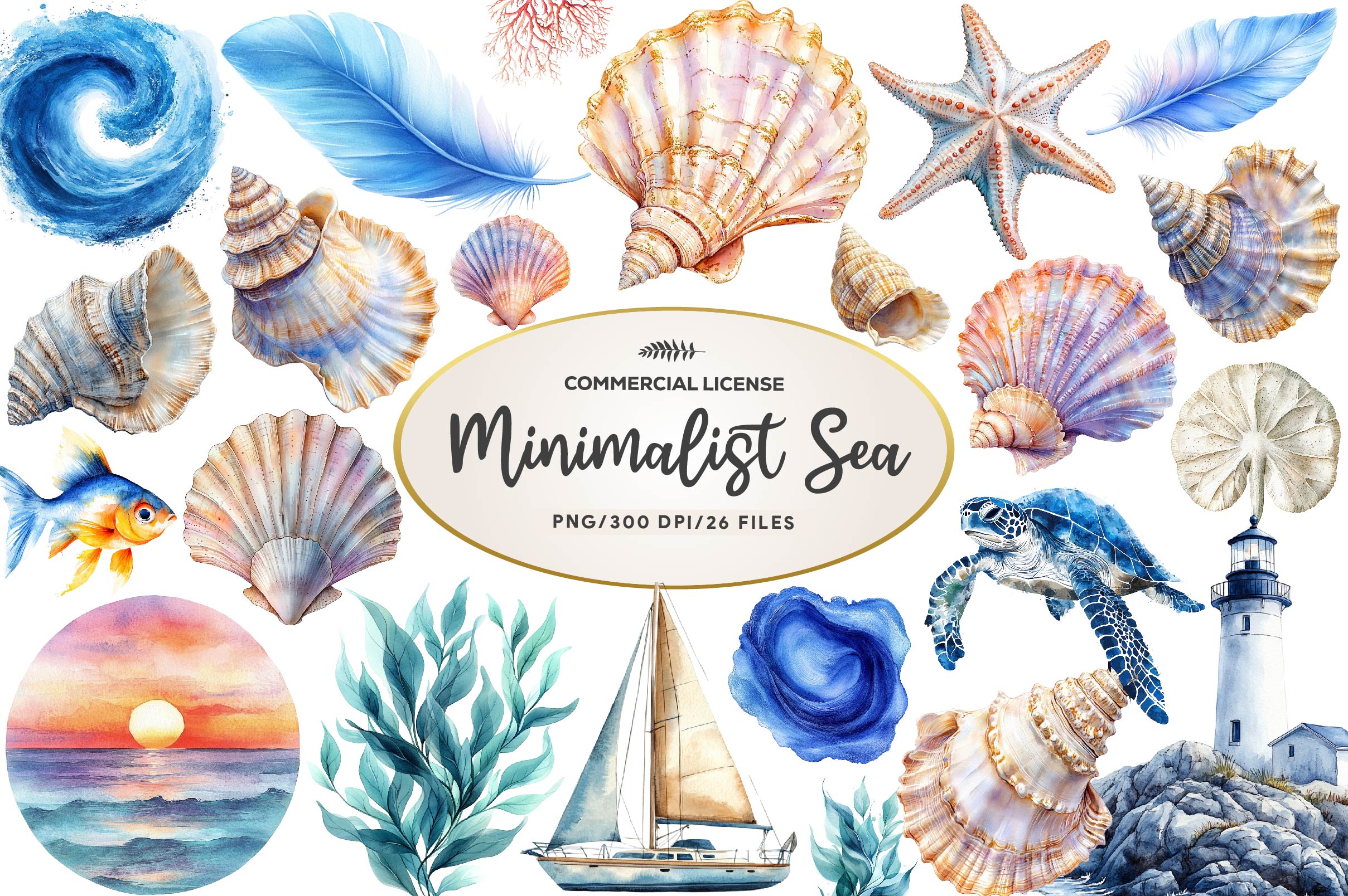 Minimalist Sea Clipart Bundle 2 - CraftNest - Digital Crafting and Art