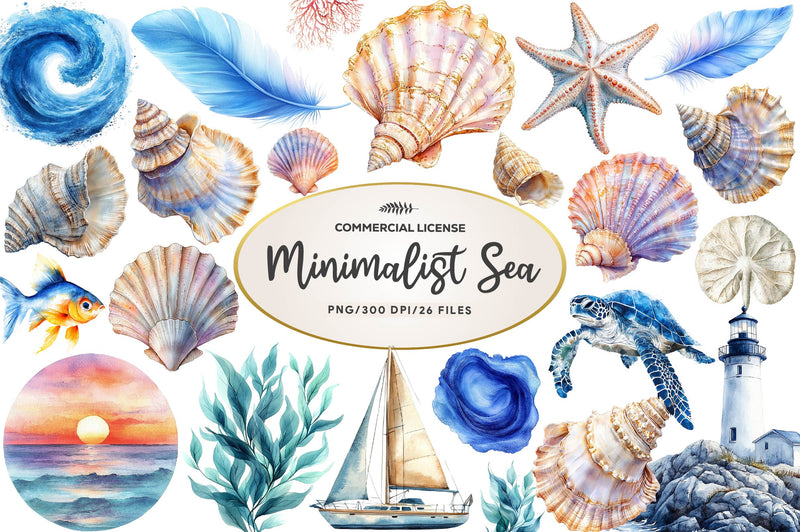 Minimalist Sea Clipart Bundle 2 - CraftNest - Digital Crafting and Art