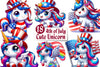4Th Of July Unicorn Clipart Bundle