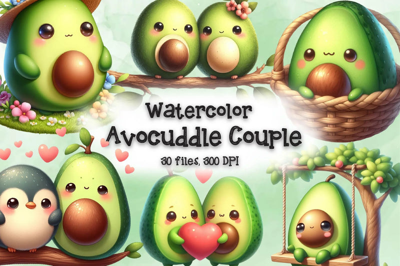 Avocuddle Couple Clipart Bundle - CraftNest - Digital Crafting and Art