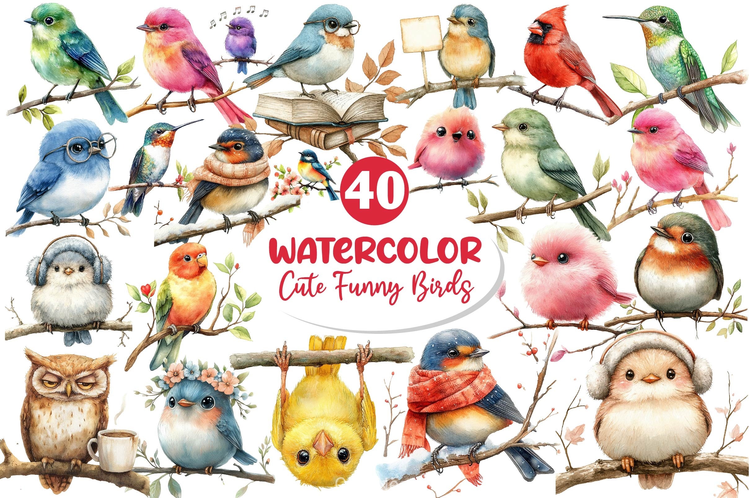 Cute Funny Birds Clipart Bundle - CraftNest - Digital Crafting and Art