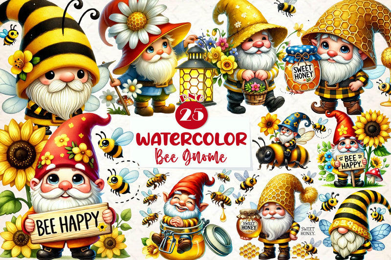 Honey Bee Gnome Clipart Bundle 1 - CraftNest - Digital Crafting and Art