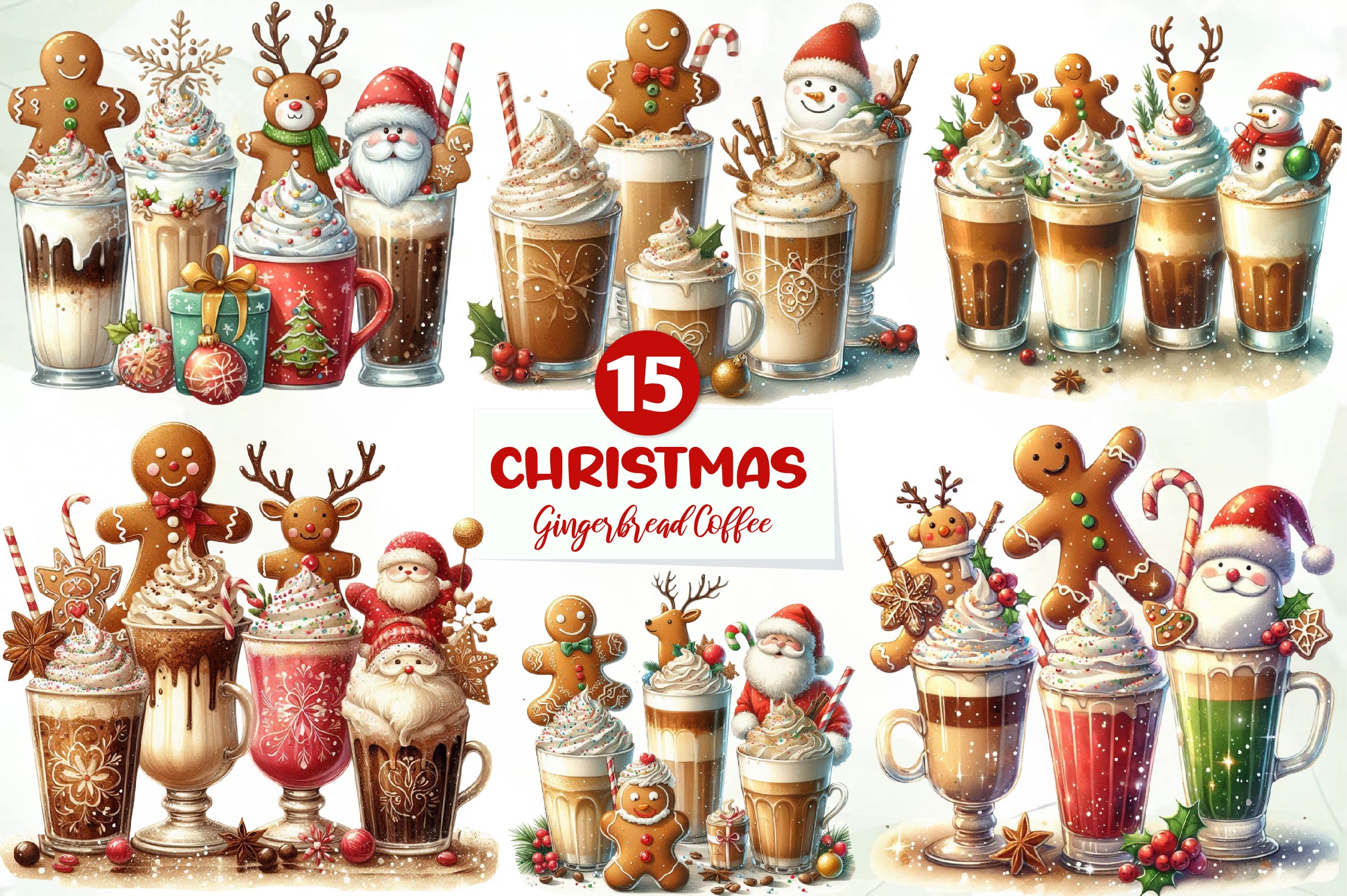 Christmas Gingerbread Coffee Clipart Bundle - CraftNest - Digital Crafting and Art
