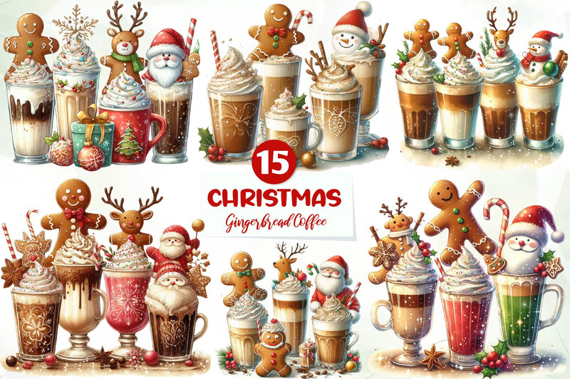 Christmas Gingerbread Coffee Clipart Bundle - CraftNest - Digital Crafting and Art