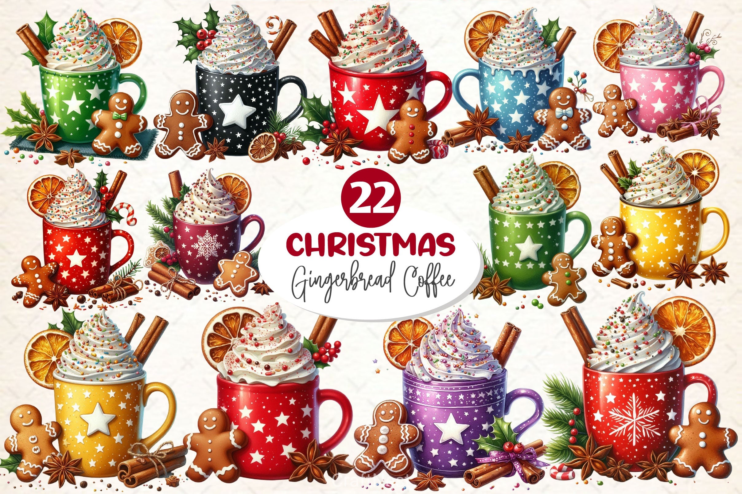 Xmas Gingerbread Coffee Clipart Bundle - CraftNest - Digital Crafting and Art