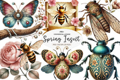 Vintage Spring Insect Clipart Bundle 1 - CraftNest - Digital Crafting and Art